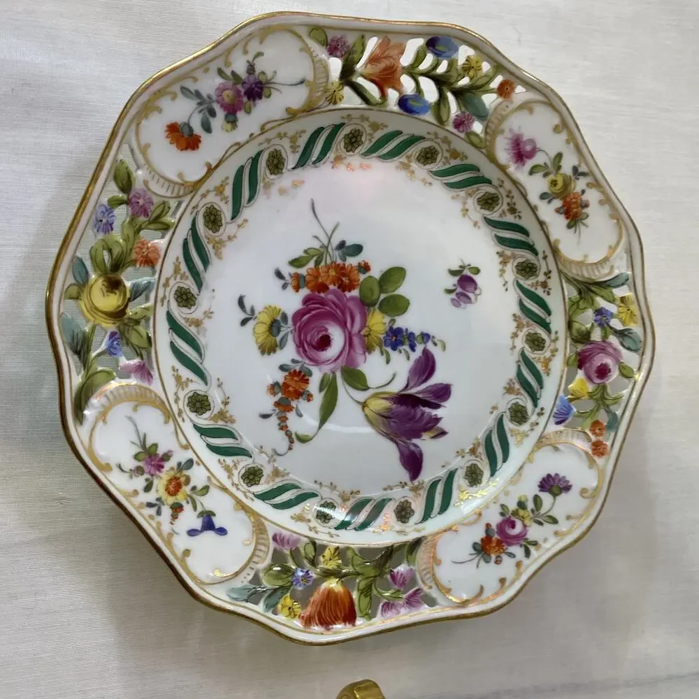 Antique Dresden 28936 demitasse cup and saucer, hand painted (not matching)